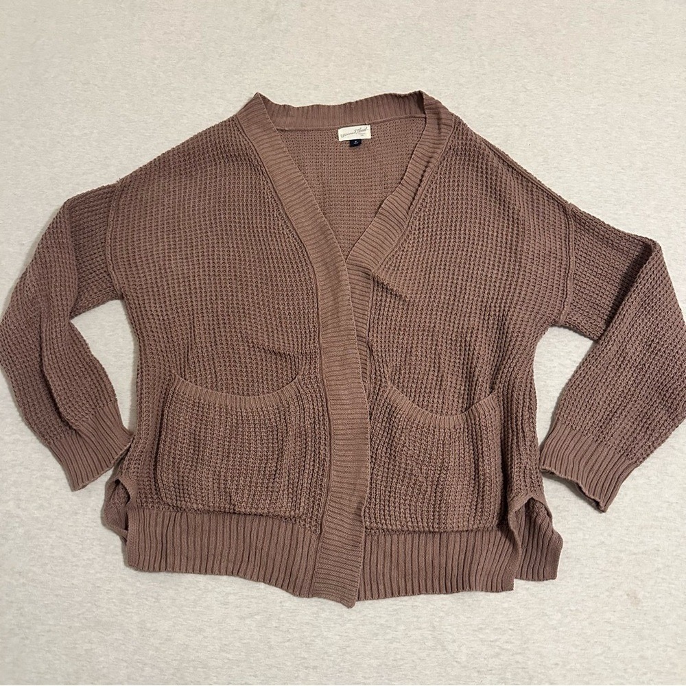 Universal Thread Mauve Brown Chunky Knit Open Cardigan